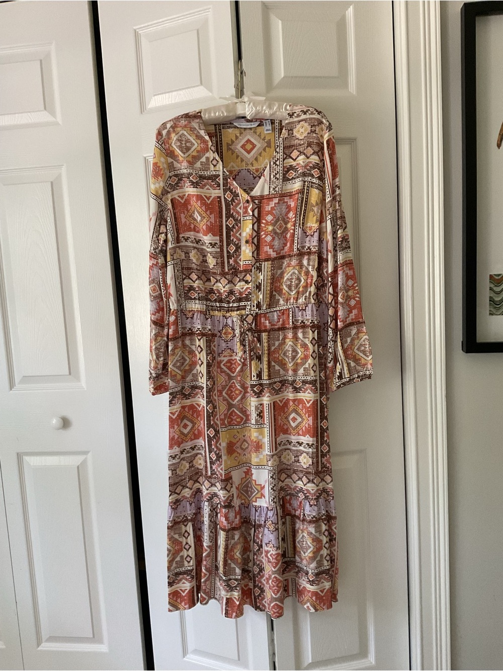 Canyon Retreat by Denim Long Sleeve Patchwork Midi Dress